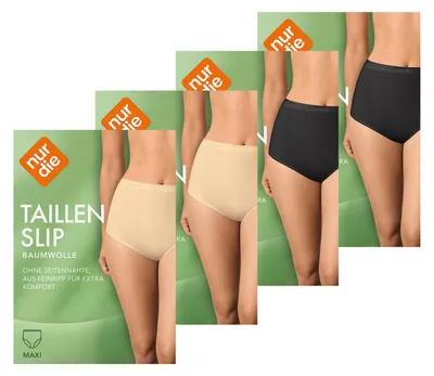 Produktbild von NUR DIE Damen Taillenslip Baumwolle  4-Pack schwarz,beige - Größe 40-42