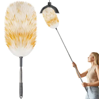 Teleskop-Staubwedel aus Lammwolle, 130 cm, Spinnwebbesen