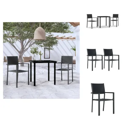 Image de vidaXL Ensemble de jardin 3 pièces noir - Ensemble de meubles de jardin