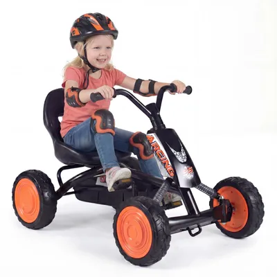 Produktbild von Gokart für Kinder, Tretauto mit verstellbarem Sitz und verschleißfesten Räder, Pedal Go Cart, Tretauto bis 30 kg belastbar, Tretfahrzeug, Pedalfahrzeug, Kinderfahrzeug für Kinder ab 3-8 Jahren