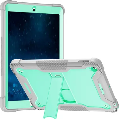 Produktbild von Schutzhülle für iPad 6th/5th Gen, iPad 9.7 2018/2017, iPad Air 2, iPad Air, 3 Schichten mit Ständer Strapazierfähig Schutzhülle Minze