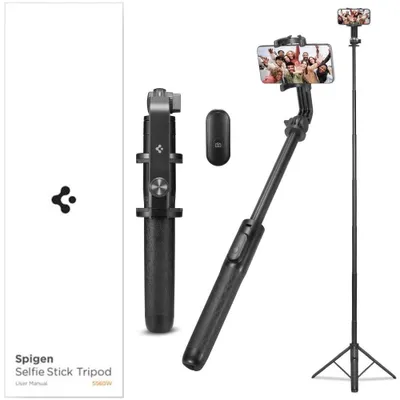 Produktbild von Spigen S560W Bluetooth Selfie-Stick Langes Stativ Schwarz
