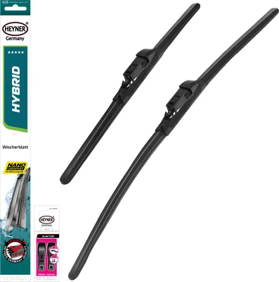 Produktbild von HEYNER® Scheibenwischer-Set 600 mm / 600 mm Hybrid mit ST-Adapter vorne Für Fahrer- und Beifahrerseite, Graphitbeschichtete Gummilippen, Hakenaufnahme Hook One, Paarweise geliefert, Flaches Profil