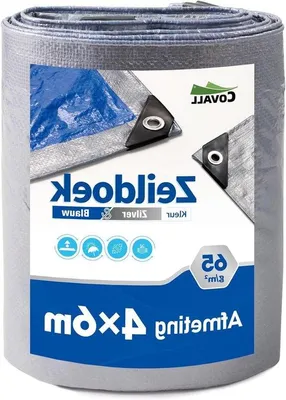Productafbeelding van Afdekzeil Waterdicht - Beschermend Zeil - Buiten Beschermen - UV-bestendig - 4x6m - Zilver/Blauw