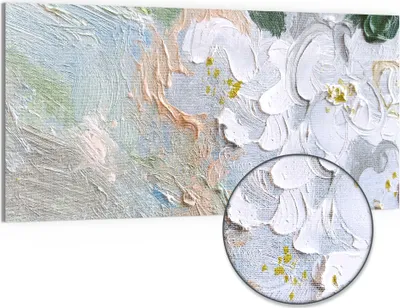 Produktbild von DEQORI Hybrid Leinwand Bild 100x50 cm 'Pastellblütenmeer' Wandbild Glas flach modern