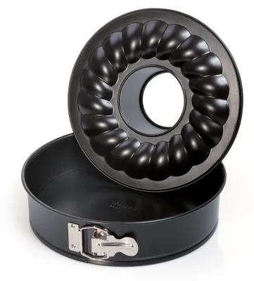 Springform 28 cm rund, 2 Böden, Antihaft, schwarz