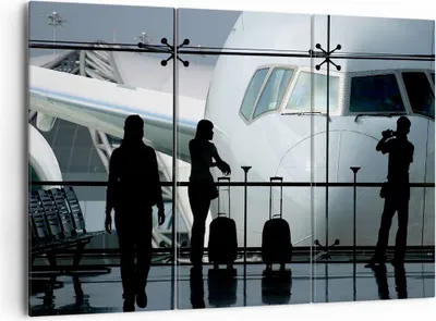 Produktbild von Bild auf Leinwand - Leinwandbild - Flugzeug Flughafen Passagiere - 165x110cm - Wand Bild - Wanddeko - Leinwanddruck - Bilder - Kunstdruck - Leinwand bilder - Wandkunst - CE165x110-0130