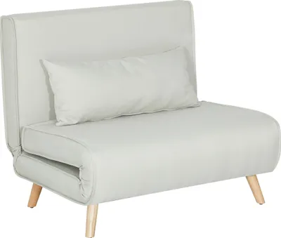 Zdjęcie produktu dla HOMCOM Sofa rozkładana pojedyncza sofa rozkładana sofa składana regulowane oparcie leżak nordycki skandynawski 25D pianka len imitacja drewna jodłowego kremowo-biały 94 x 78 x 80 cm