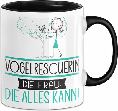 Produktbild von Vogelrescuerin Geschenk Tasse Becher Die Frau Die Allen Kann Geschenkidee für eine Vogelrescuerin Lustig (Schwarz)
