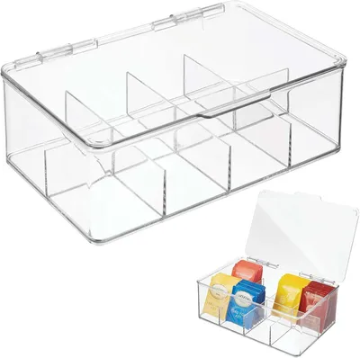 Produktbild von Teebox 8 Fächer, transparent Kunststoff, 27,5 x 16,5 x 9,5 cm, für Küche