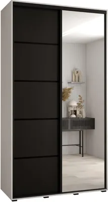 Produktbild von MEBLE KRYSPOL Davos 5 Schrank, zwei Türen - 235,2x130x45 cm - Weiß Schwarz Schwarz