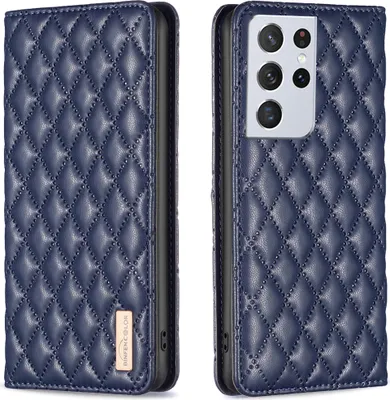 Produktbild von Galaxy S21 Ultra 5G Hülle, Elegant Bookstyle Flip Leder Kartenfächer Schutzhülle mit Ständer für Samsung Galaxy S21 Ultra 5G Blau