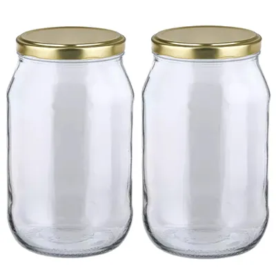Produktbild von MIKONI Gurkenglas 1,7 L | 2 STÜCK | Gold Deckel | Einweckgläser, Einmachgläser, Vorratsgläser, 1700ml, Einmachglas, Sturzgläser, Gurkengläser