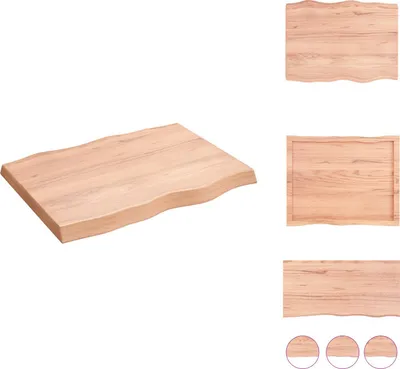Immagine prodotto di vidaXL Piano da tavolo 80x60x(2-6) cm in legno massiccio trattato bordo albero - Piani da tavolo