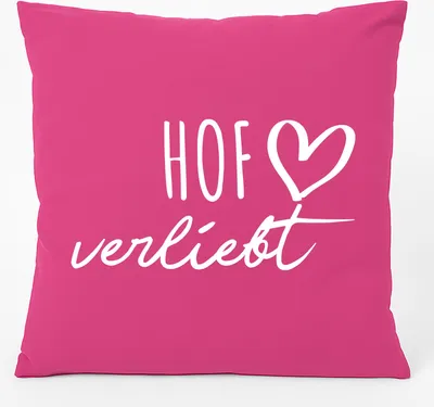 Produktbild von Huuraa Kissen Hof verliebt 40x40cm mit Füllung Fuchsia Baumwolle Dekokissen Geschenkidee