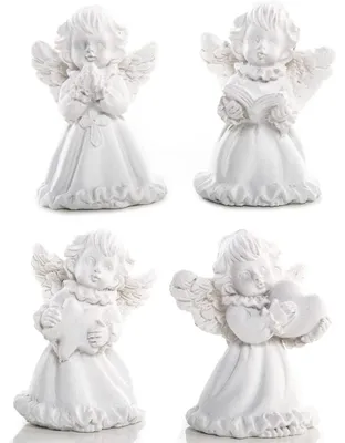 Produktbild von 4 Engel Figuren klein weiß 5 cm - Schutzengel