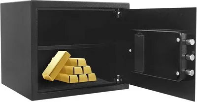 Produktbild von Mini Tresor, 38x30x30cm Tresor Feuerfest Wasserdicht, Sicherheitsbox, Safe mit feuerfestem Portemonnaie, 6.6 Gallonen Safe für den privaten Gebrauch für Schlafzimmer, Arbeitszimmer, Lager