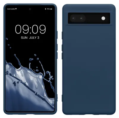 Produktbild von kwmobile Hülle kompatibel mit Google Pixel 6a Hülle - gummierte TPU Silikon Handyhülle - Schutzhülle für kabelloses Laden - Case in Marineblau