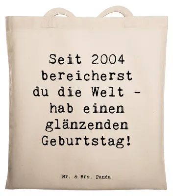 Produktbild von Mr. & Mrs. Panda Schultasche Spruch 2004 Geburtstag - Transparent - Geschenk, Geburtsjahr, Geburtstagsgeschenk, geliebt, Laptoptasche, Jahrgangsgeschenk, Stoffbeutel