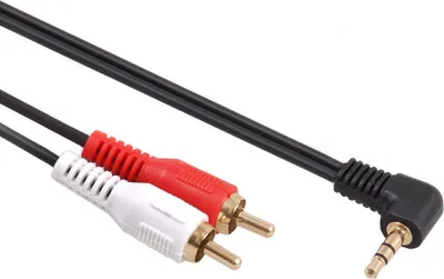 Zdjęcie produktu dla Kabel audio jack 3,5 mm 90° kątowy do 2xRCA RCA 1 metr