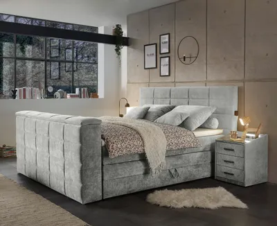 Produktbild von Boxspringbett 180x200 cm, mit TV-Halterung, mit Bettkasten und 2 Nachtschränken, Hotelbett in schlamm DURAZNO-09