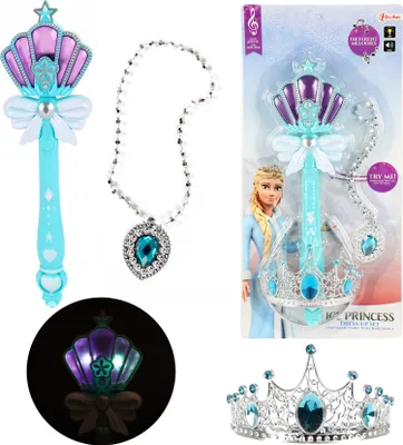 Obrázek produktu pro Toi-Toys 12545A - Ledová princezna - Korunka, náhrdelník a kouzelná hůlka (se světlem a zvukem) kostým princezny