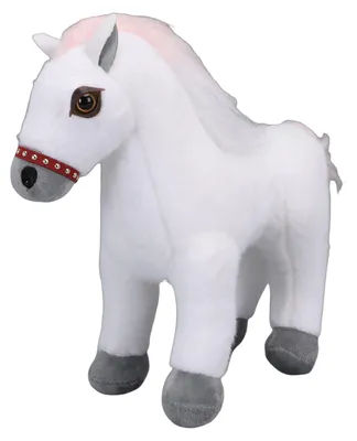 Immagine prodotto di Cavallino di peluche bianco da 30 cm, morbido peluche, ornamento, decorazione soffice per la casa