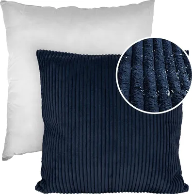Produktbild von Dekokissen Kissenhülle mit Reißverschluss Kissenbezug Cordsamt Kissenbezug Blau 40x40cm mit Füllung