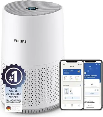 Produktbild von Philips Luftreiniger 600-Serie, energieeffizient mit Smart Sensor, Für Allergiker, HEPA-Filter entfernt 99,97% der Schadstoffe, Deckt bis zu 44 m2 ab, App-Steuerung, Weiß (AC0651/10)