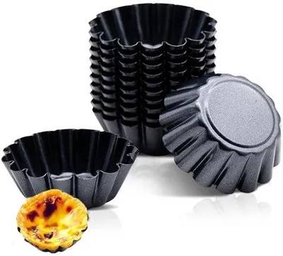 Produktbild von Bäckerei-Formen aus Kohlenstoffstahl - 12 Stück - Antiklebend - Runde Backformen - Dauerhaft und Sicher