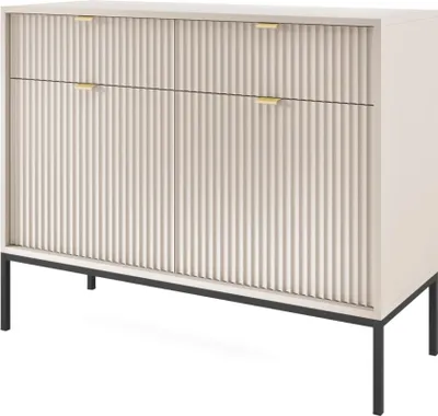 Obrázok produktu pre Komoda NANAIMO KSZ104 - Kašmír - Zlaté úchyty - 2 zásuvky - šírka 104 cm, výška 83 cm, hĺbka 39 cm
