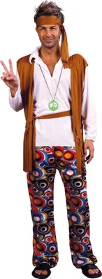 Produktbild von Hippie-Kostüm für Herren in Übergröße Karneval bunt XXL
