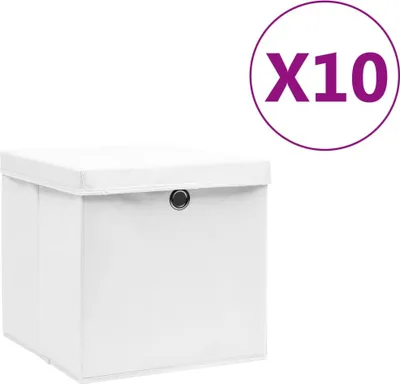 Produktbild von Aufbewahrungsboxen mit Deckeln 10 Stk. 28x28x28 cm Weiß