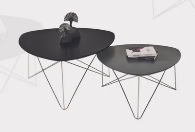 Immagine prodotto di Set di 3 tavolini da caffè neri per il soggiorno, tavolini di design per il divano