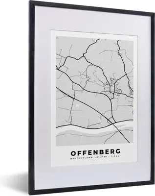 Produktbild von MuchoWow® Gerahmtes Poster Offenberg - Stadtplan - Deutschland - Karte 30x40 cm - Poster mit Schwarzem Bilderrahmen Wandposter Rahmen Foto Bilder - Wandposter Schlafzimmer