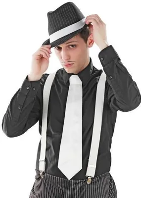 Produktbild von 20er Jahre Mafia Hosenträger weiß weiss Kostüm Fasching weiße Hosen Träger