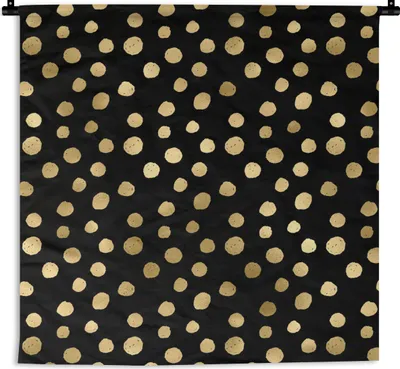 Produktbild von MuchoWow® Wandteppich Wandbehang Muster - Punkte - Gold 150x150 cm Tapisserie Dekoration Wandtuch - Wohnaccessoires - Modernes