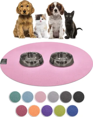 Immagine prodotto di SANOZOO® - Tappeto per ciotola, Oeko-Tex, rotondo 60 cm Rosa