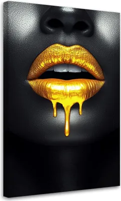 Produktbild von Leinwandbild Frau Gold Glamour 80x120 Feeby Schwarz bild für die wand bereit zum aufhängen