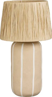 Image de Mica Decorations Denton Lampe de table Salon - Lampe avec abat-jour - Lampe Salon Décoration - 61 x ⌀33 cm - Céramique, métal, papier - Beige