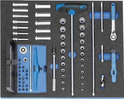 Produktbild von GEDORE 2005 CT2-D 20 Steckschlüssel-Sortiment 1/4" in Check-Tool-Modul, 67-teilig, 2016478
