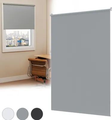 Image de LARS360 Gris Store d'obscurcissement 80x160cm, Store de fenêtre opaque avec isolation thermique, protection UV, étanche à la lumière, pour chambre à coucher bureau salon