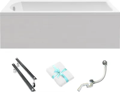 Produktbild von Aqua For You | Badewanne - Rechteckbadewanne Shea - 150 x 70 Cm - Antibakterielle Beschichtung - Weiße Verkleidung - Acryl - mit Siphon
