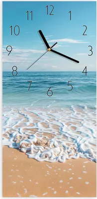 Produktbild von Wanduhr aus Glas mit Motiv Tropischer Strand- 30 x 60 cm - inkl. Aufhängesystem