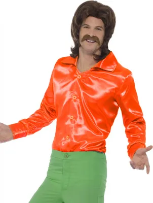 Zdjęcie produktu dla ORANGE COLOURED 70S DISCO SHIRT w kolorze satynowym L