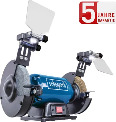 Immagine prodotto di Levigatrice doppia Scheppach SM150LB | 400W | disco di levigatura 150mmØ | parascintille regolabile | LED | incl. disco di levigatura/spazzola