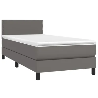Produktbild von vidaXL Boxspringbett mit Matratze Grau 80x200 cm Kunstleder