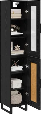 Obrázok produktu pre vidaXL Highboard čierny dubový vzhľad 34,5 x 34 x 180 cm materiál na báze dreva