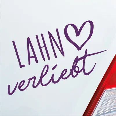 Produktbild von Auto Aufkleber Lahn verliebt Herz Fluss River Wasser Water Liebe Car 19x10 cm Lila Sticker Heckscheibenaufkleber