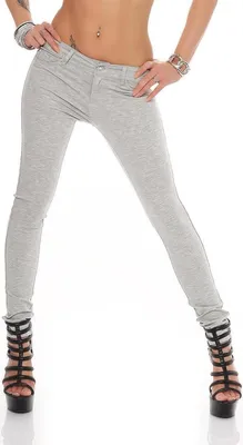 Produktbild von Damen Jeggings Hüfthose Grau Meliert XL/42